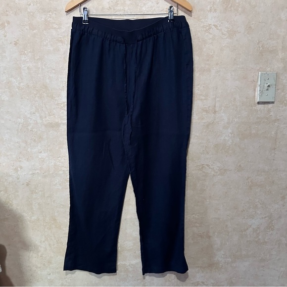 Ellen Tracy Pants - Ellen Tracy Company 100% Linen Navy Blue Pull-On Pants sz Medium